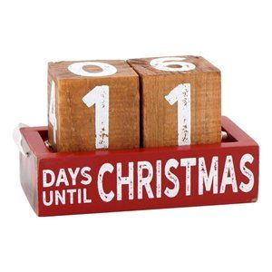 Wood Countdown Days Until Christmas Calendar Block Red White Desktop Holiday New